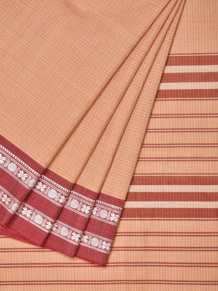 Cream Narayanpet Cotton Handloom Saree with Checks Design No Blouse np0223