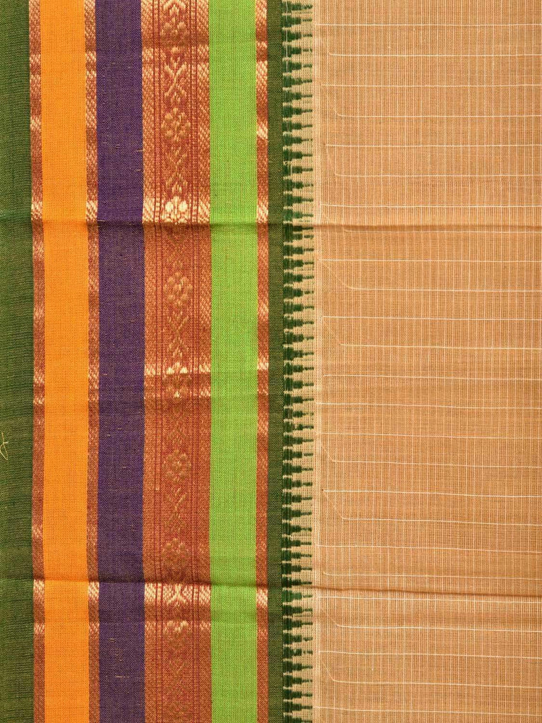 Cream Narayanpet Cotton Handloom Saree with Checks Design No Blouse np0291