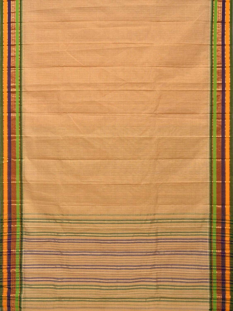 Cream Narayanpet Cotton Handloom Saree with Checks Design No Blouse np0291
