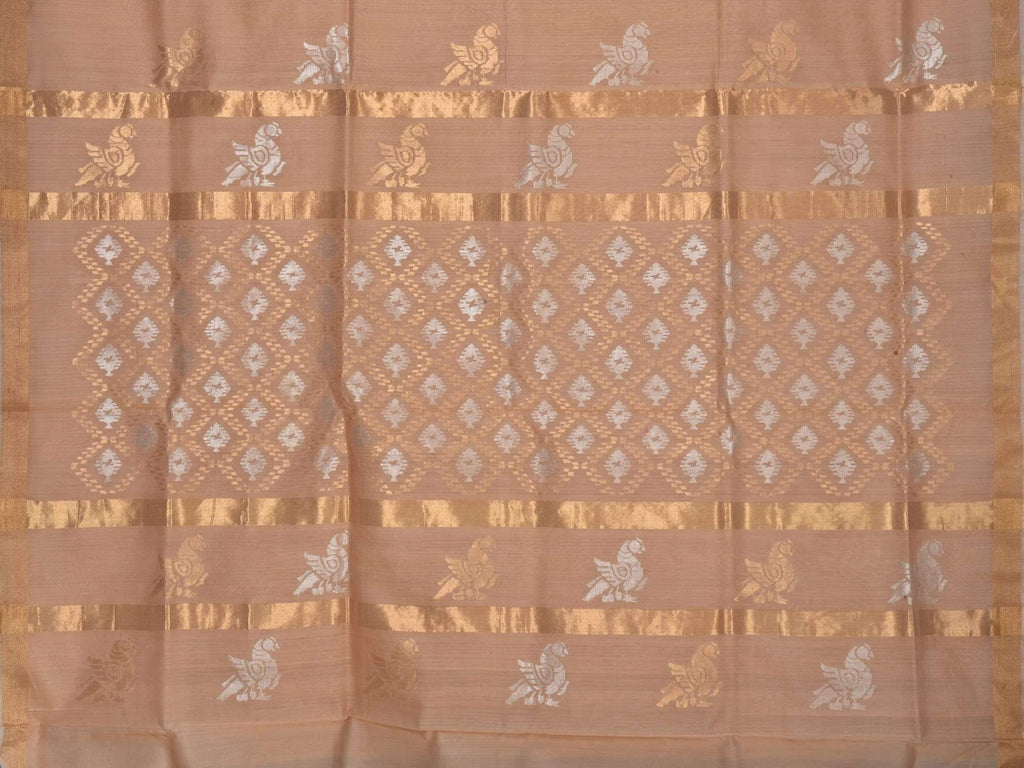 Cream Uppada Cotton Handloom Saree with Parrot and Jamdani Pallu Design u1456