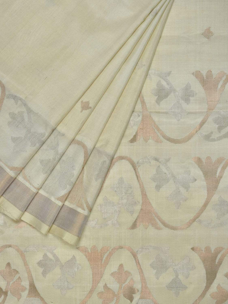 Cream Uppada Silk Handloom Saree with Border Design U1548