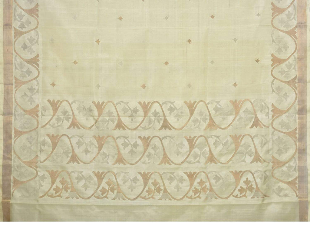 Cream Uppada Silk Handloom Saree with Border Design U1548