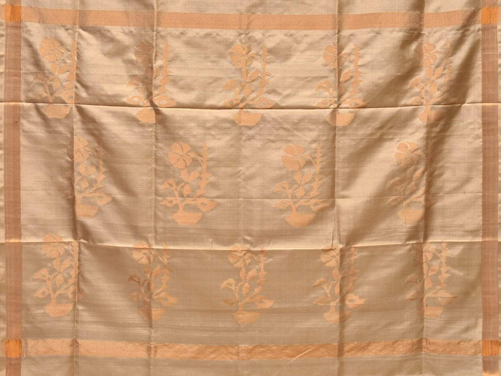 Cream Uppada Silk Handloom Saree with Flower Pot Pallu Design u1646