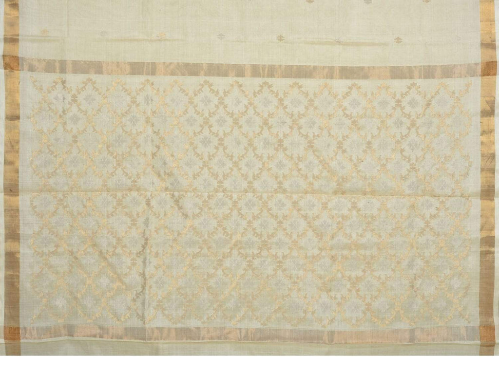 Cream Uppada Tussar Cotton Handloom Saree with Jamdani Pallu Design U1546