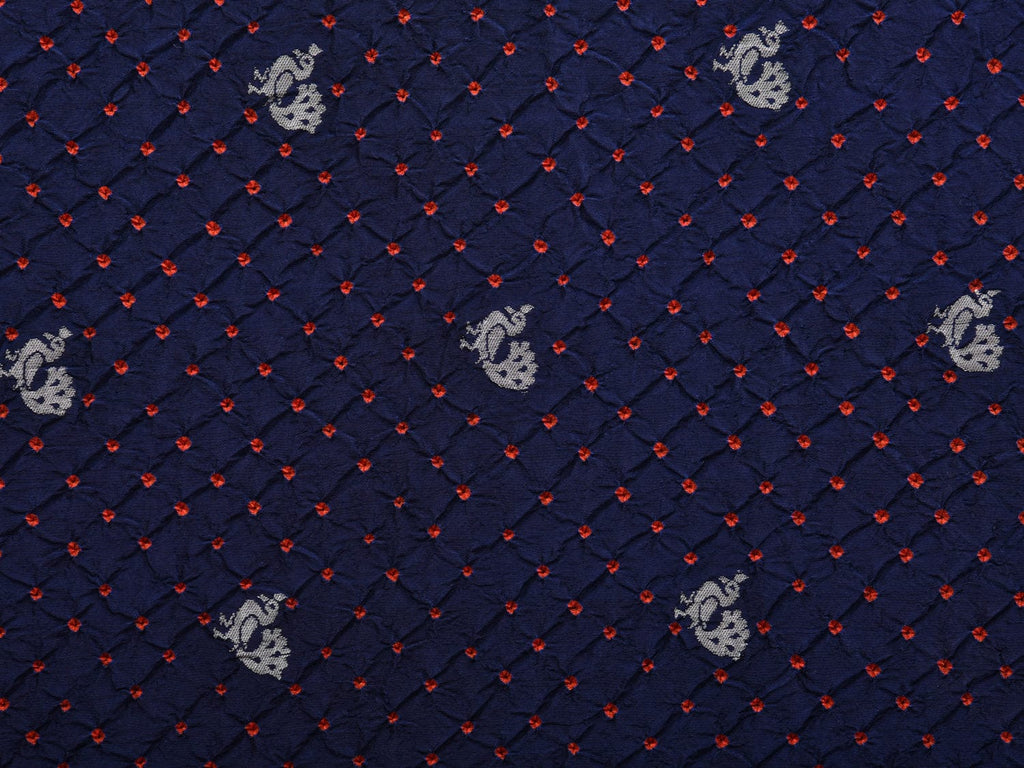 Dark Blue and Orange Bandhani Paithani Silk Handloom Saree with Border Design bn0365