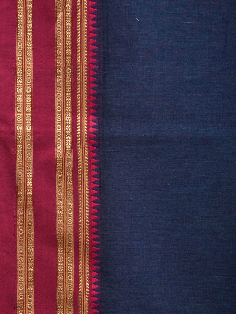 Dark Blue and Pink Bamboo Cotton Plain Saree with Border Design bc0067