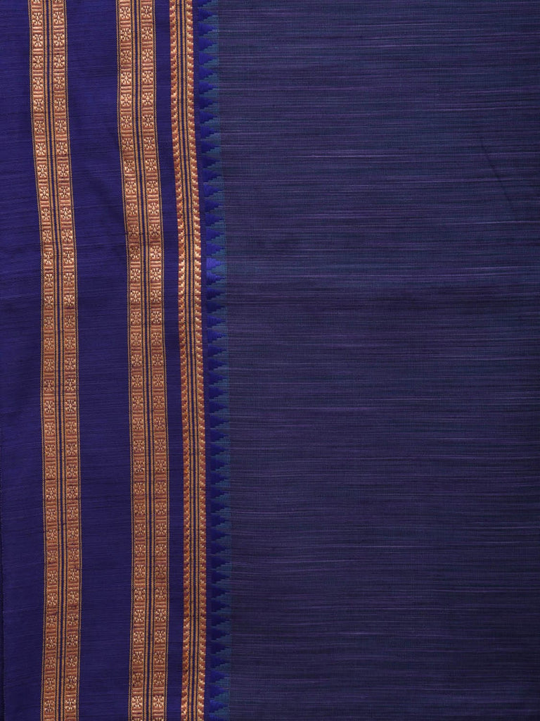 Dark Blue Bamboo Cotton Plain Saree with Border Design bc0071