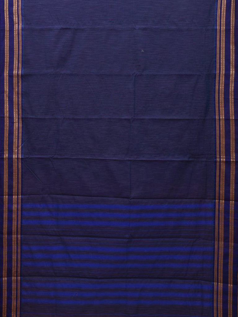 Dark Blue Bamboo Cotton Plain Saree with Border Design bc0071