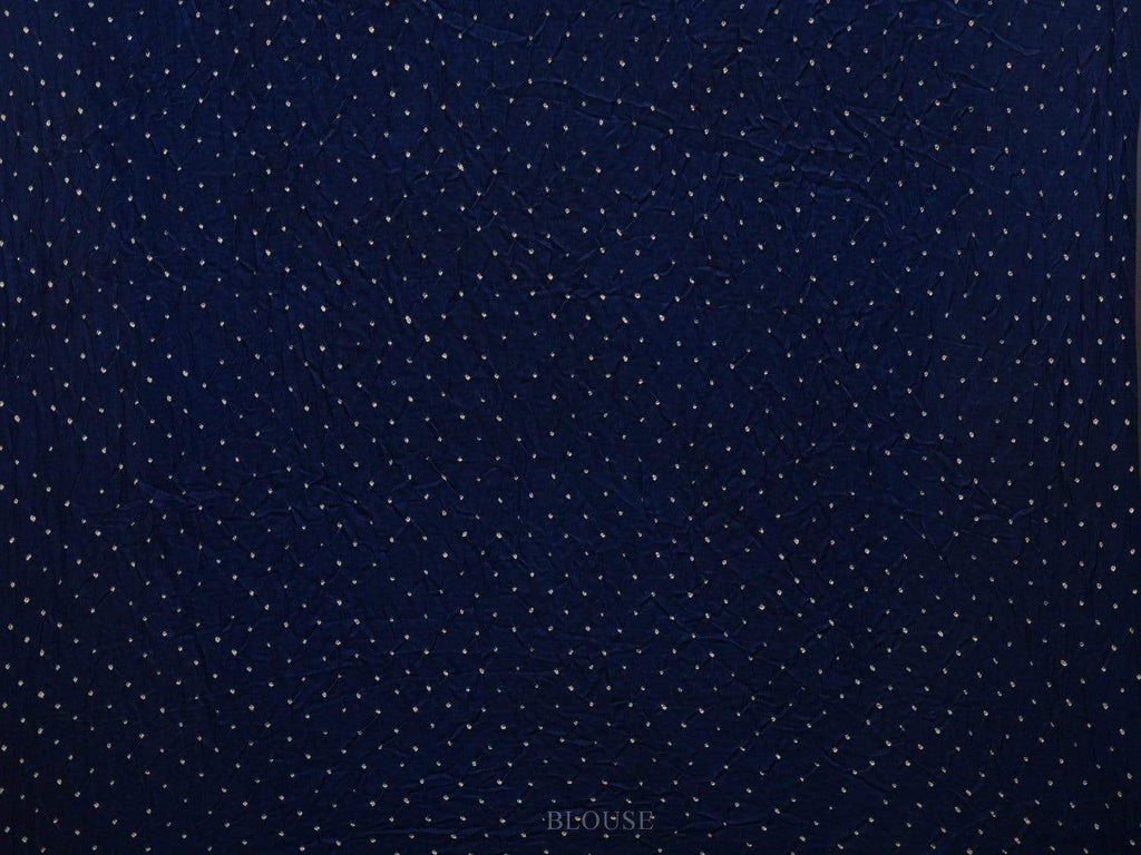 Dark Blue Bandhani Kalamkari Silk Handloom Saree with Checks Design bn0288