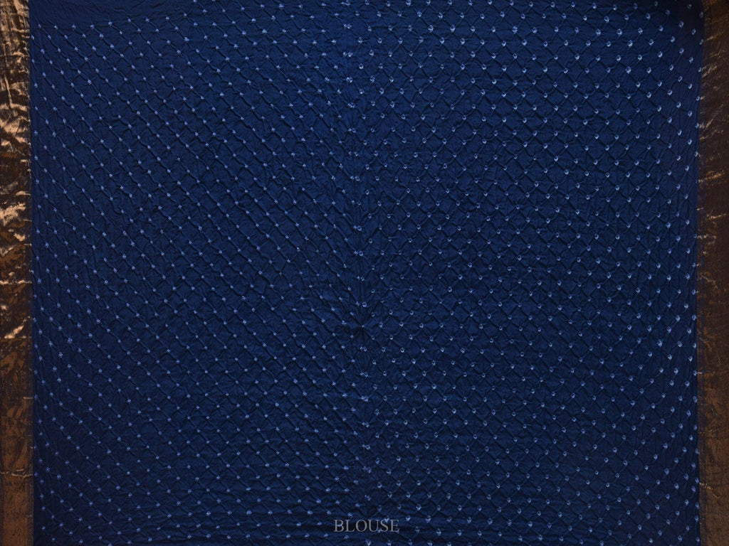 Dark Blue Bandhani Kanchipuram Silk Handloom Saree with Horse Buta and Corner Mango Design bn0321