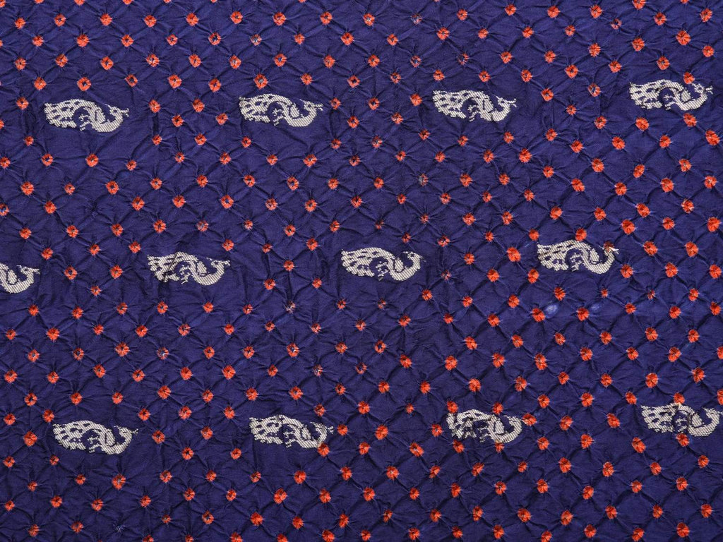 Dark Blue Bandhani Paithani Silk Handloom Saree with Peacock Parrot Border Design bn0215