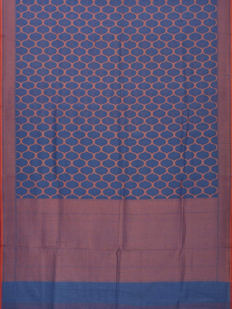 Dark Blue Cotton Cut Work Handloom Saree with Grill Design o0195