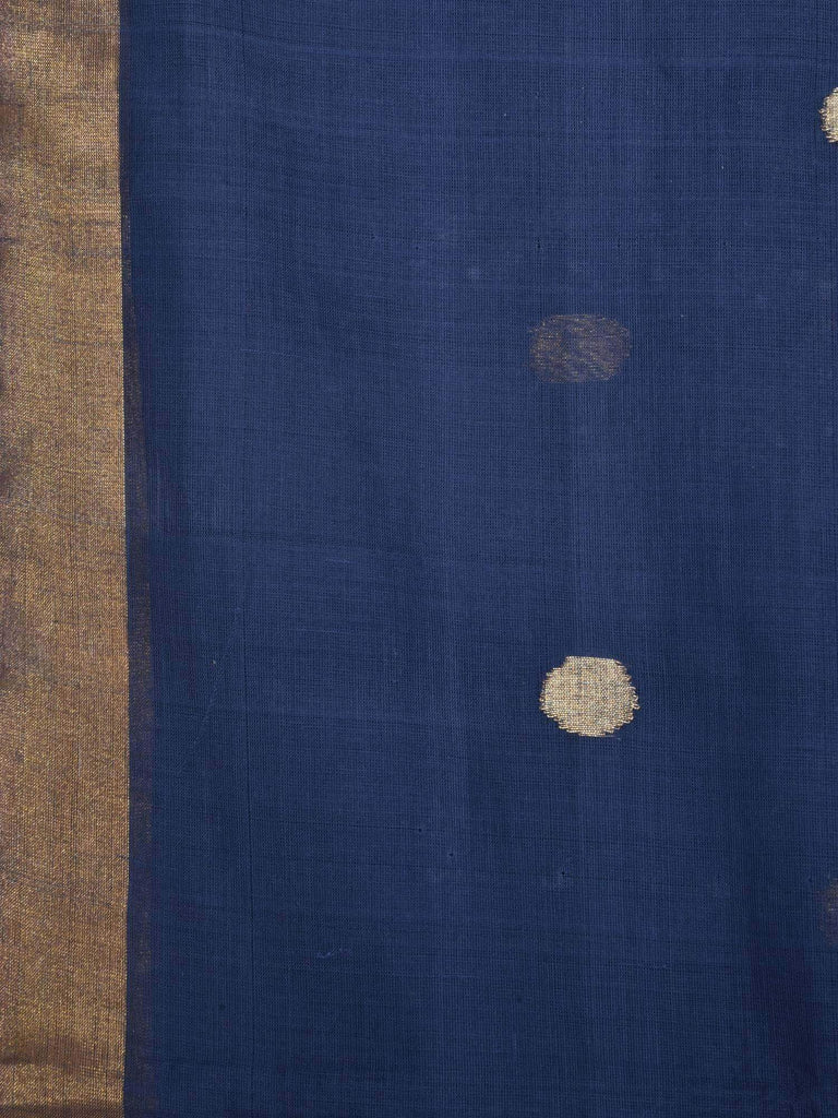 Dark Blue Khadi Cotton Handloom Saree with Pallu Design kh0342