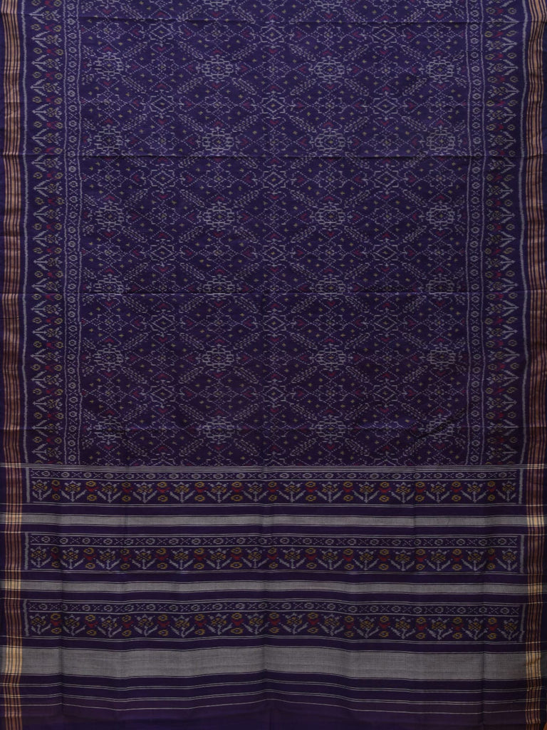 Dark Blue Pochampally Ikat Cotton Handloom Saree with Grill Design i0677