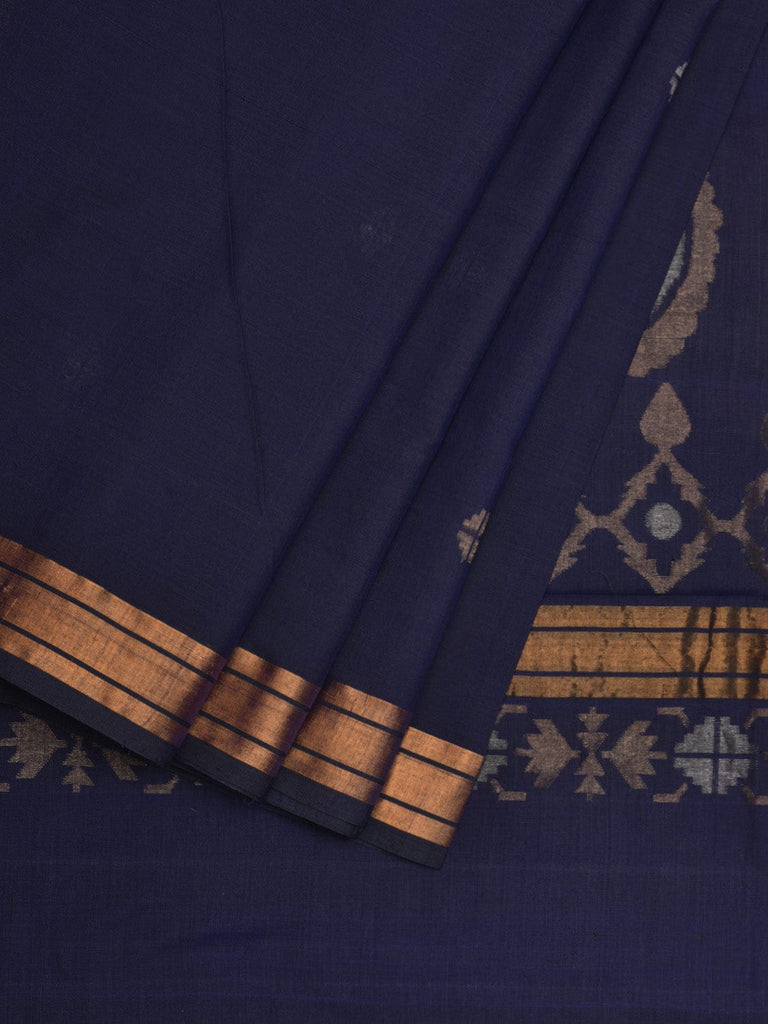 Dark Blue Uppada Cotton Handloom Saree with Mango Pallu Design u1872