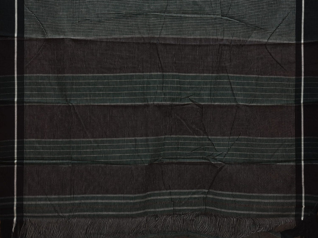 Dark Green ilkal Cotton Handloom Saree with Checks Design No Blouse o0329