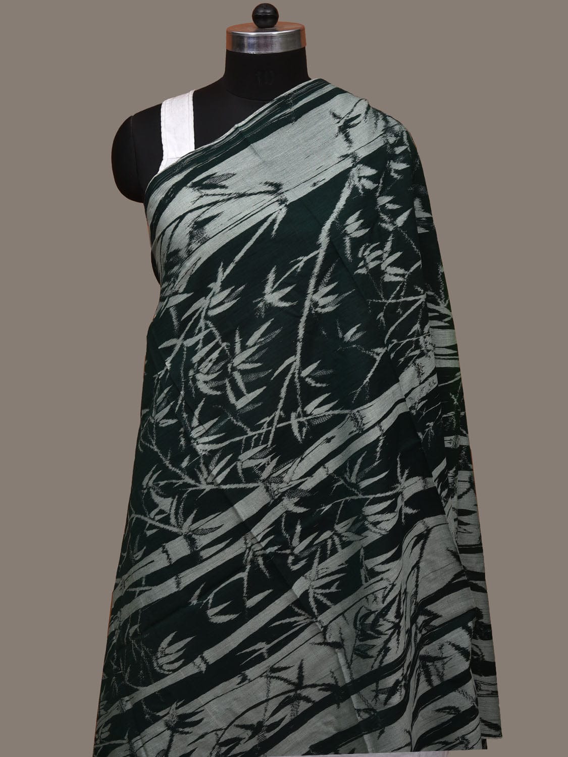 Grey - Handloom Cotton Pochampally Ikat Dupatta 04