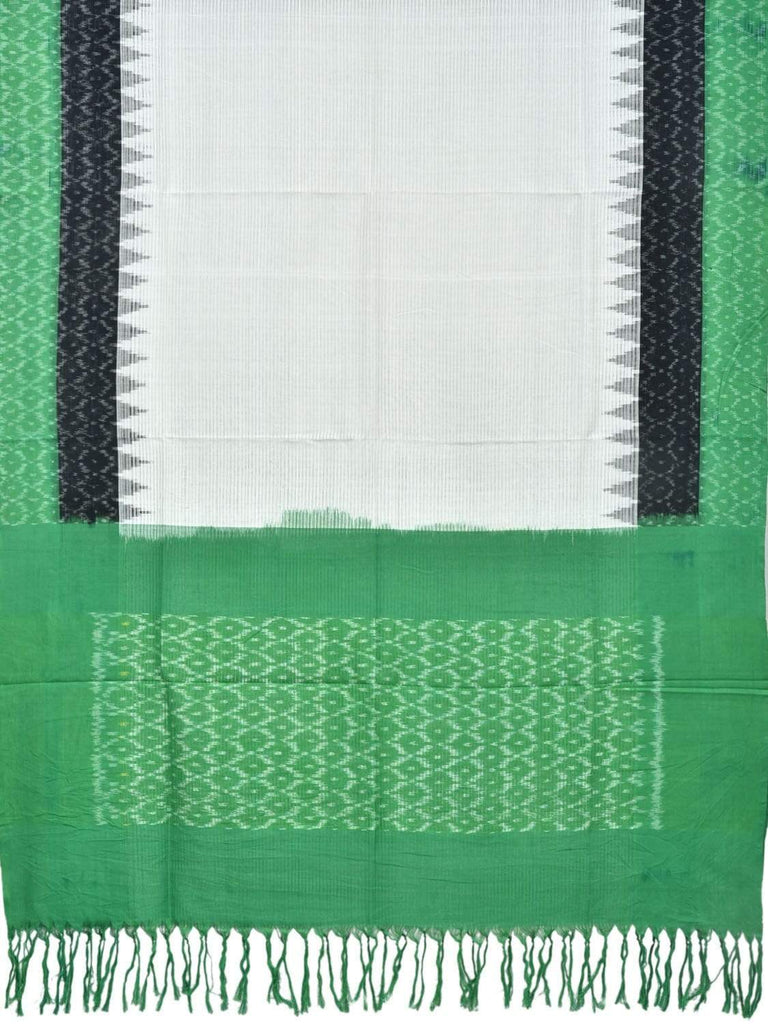 Green and Black Pochampally Ikat Cotton Handloom Dupatta with Temple Border Design ds1829