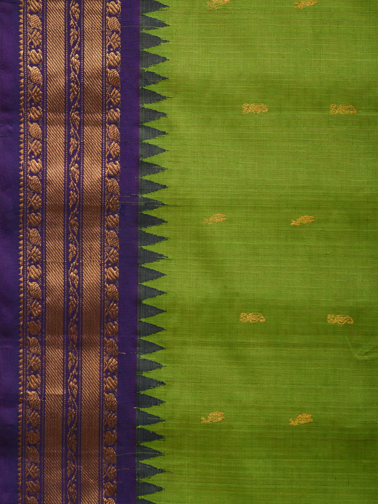 Green and Dark Blue Gadwal Sico Handloom Saree with Mango Pallu Design g0305
