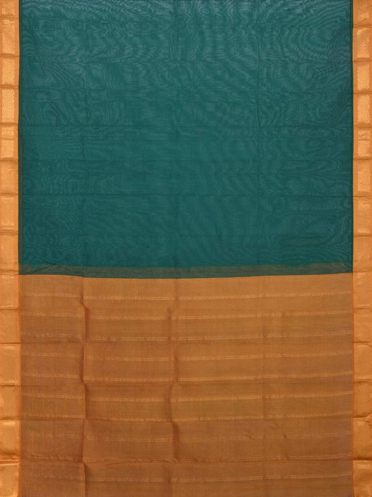 Green and Mustard Gadwal Cotton Handloom Plain Saree G0192