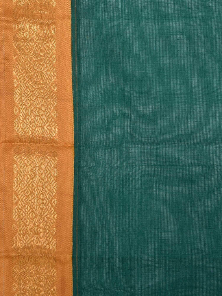 Green and Mustard Gadwal Cotton Handloom Plain Saree G0192