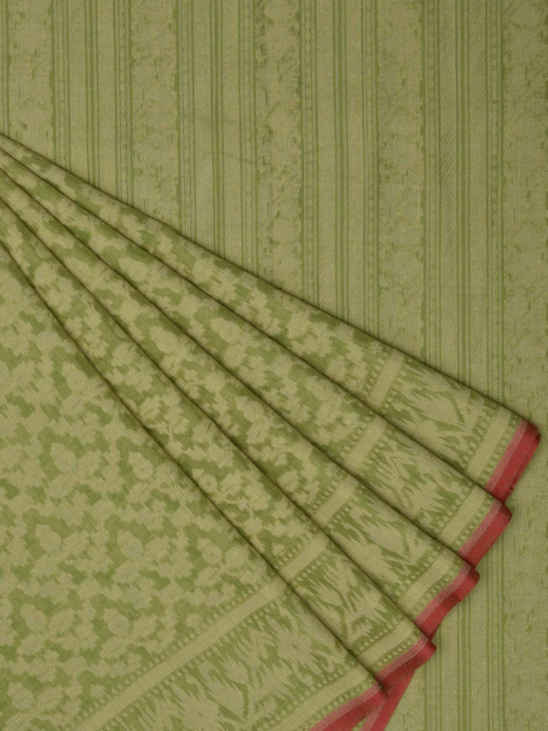 Green Banaras Cotton Handloom Saree with Cut Work Design b0258