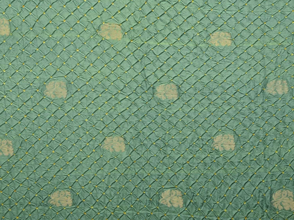 Green Bandhani Kanchipuram Silk Handloom Saree with Nilambari Buta Design bn0219