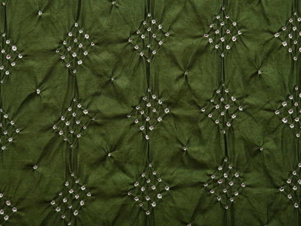 Green Bandhani Silk Handloom Stole with Mango Design ds2902