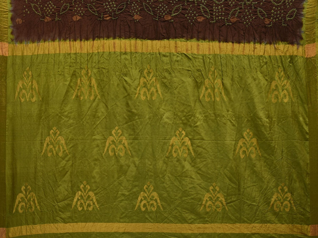 Green Bandhani Uppada Silk Handloom Saree with Pallu Design bn0372