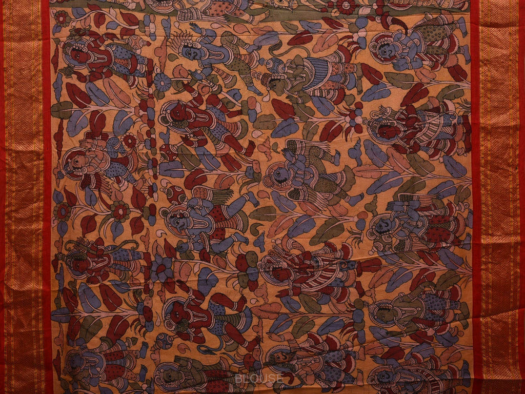 Green Kalamkari Hand Painted Paithani Silk Handloom Saree with Ramayan Story Design KL0675