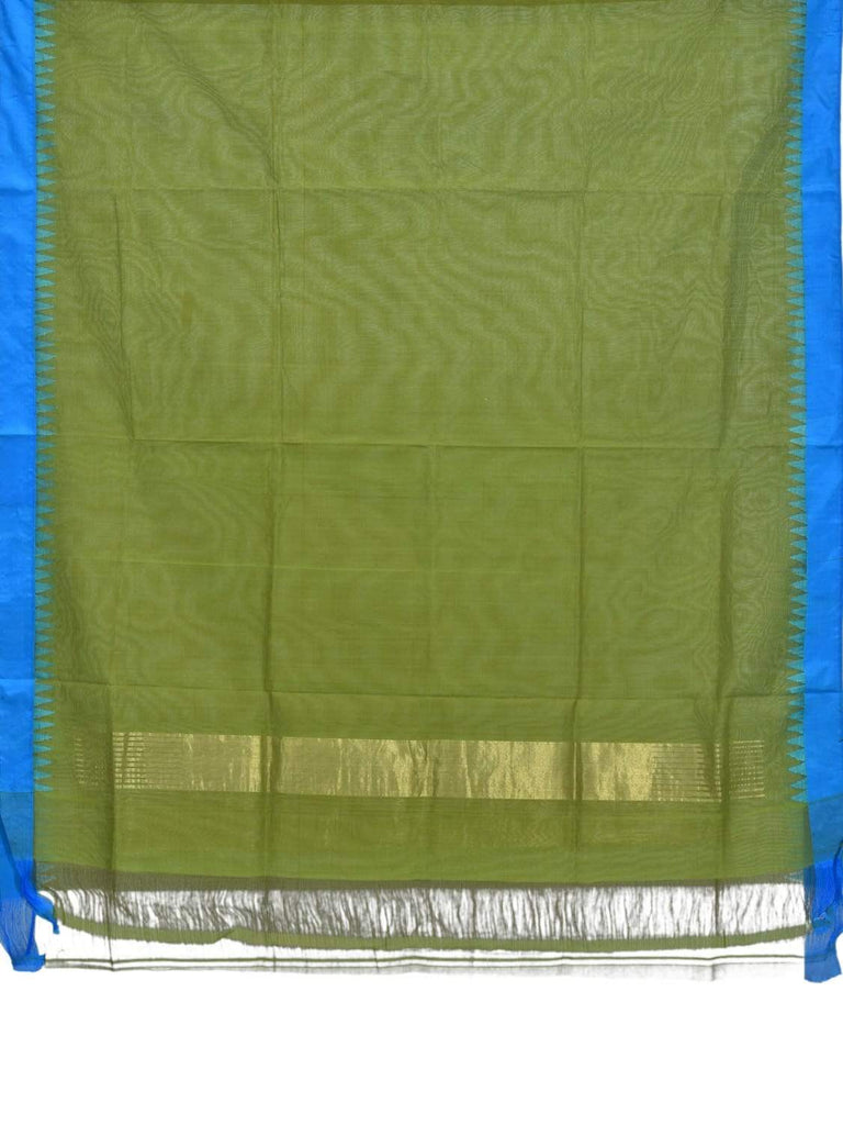 Green Khadi Cotton Handloom Dupatta with Silk Temple Border ds1855