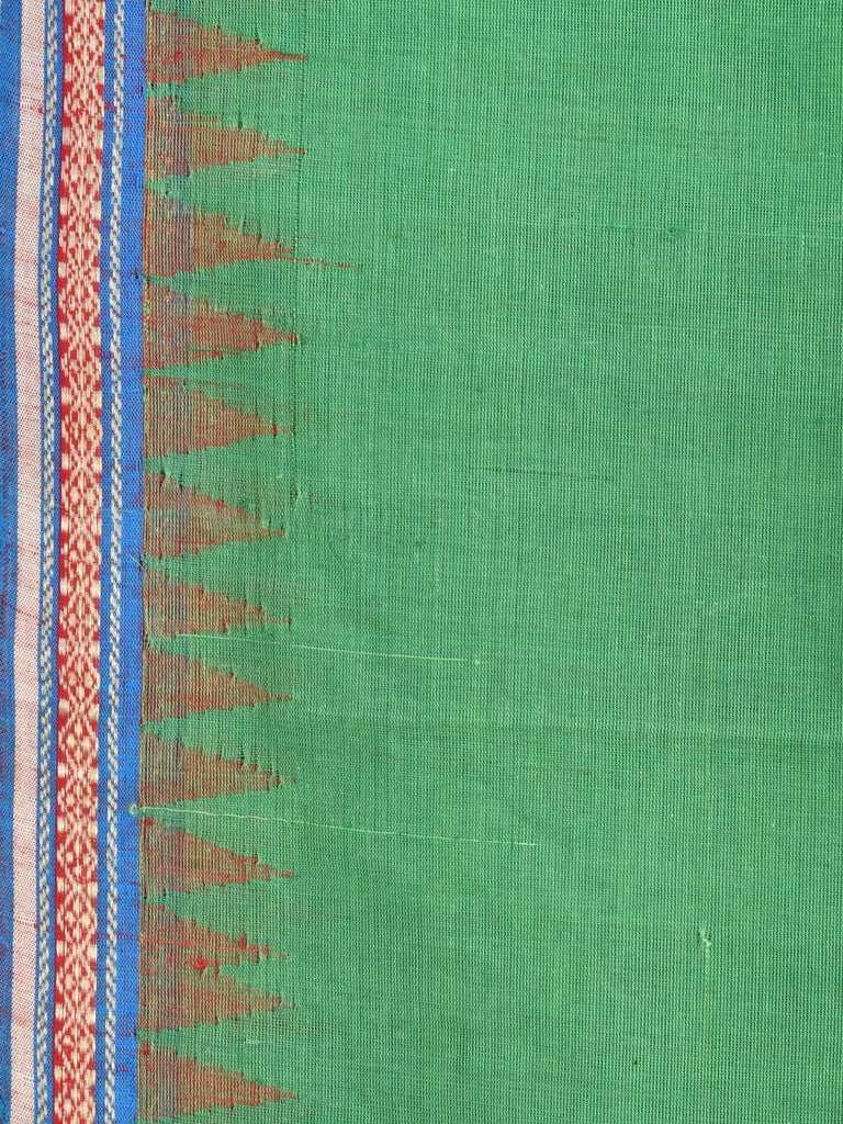 Green Khadi Cotton Handloom Plain Saree with Doby Border Design Kh0436