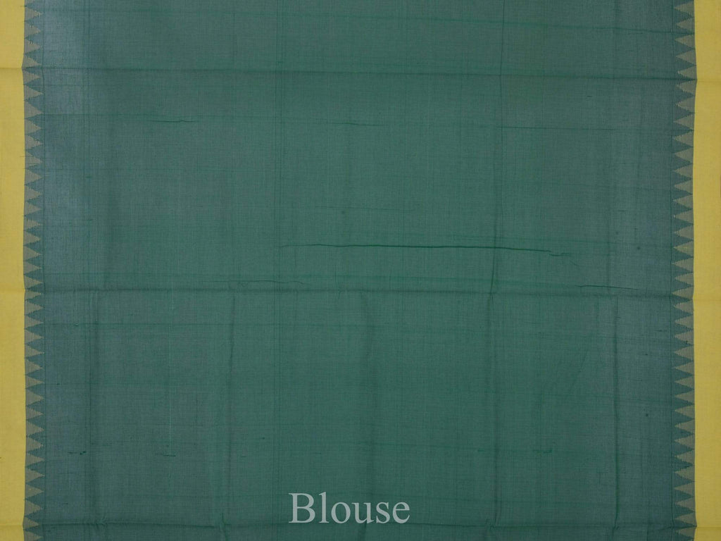 Green Khadi Cotton Handloom Plain Saree with Temple Border Design kh0294