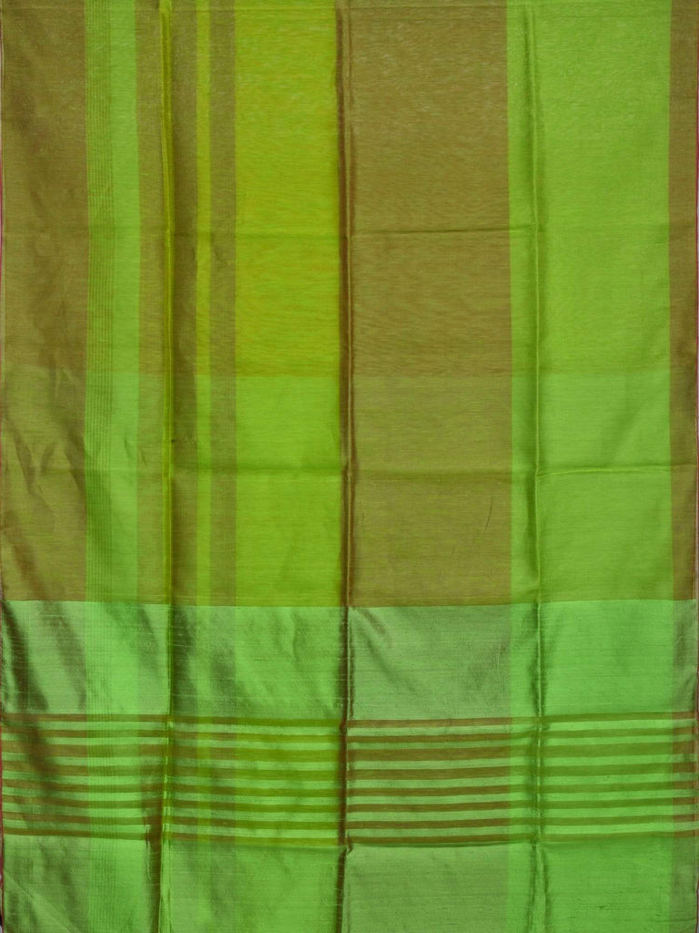 Green Linen Silk Handloom Saree with Strips Body Design L0095