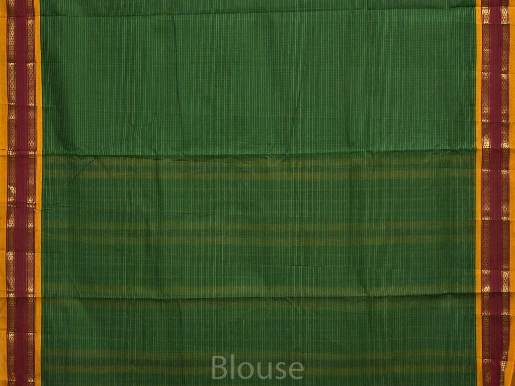 Green Narayanpet Cotton Handloom Saree with Checks and Border Design np0246