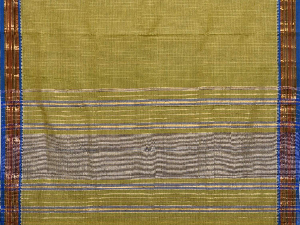 Green Narayanpet Cotton Handloom Saree with Checks Design No Blouse np0232