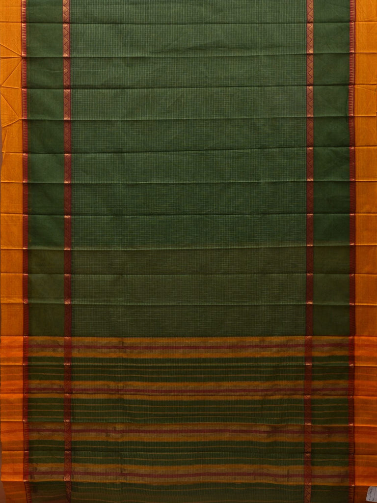Green Narayanpet Cotton Handloom Saree with Checks Design No Blouse np0587