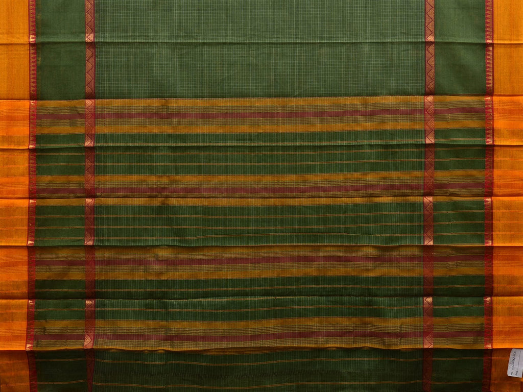 Green Narayanpet Cotton Handloom Saree with Checks Design No Blouse np0587