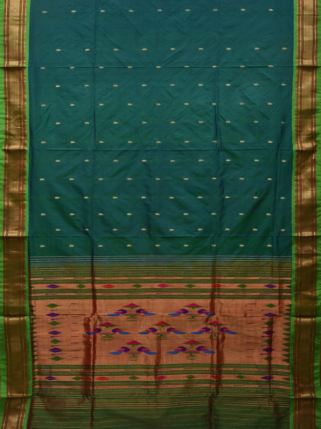 Dark Green Woven Work paithani Silk Saree