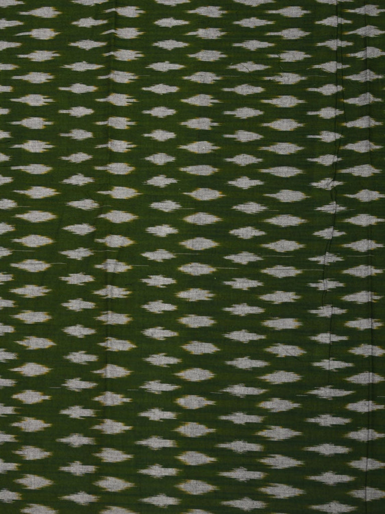 Green Pochampally Ikat Cotton Handloom 2.5mts Fabric With Polka Dots Design f0182