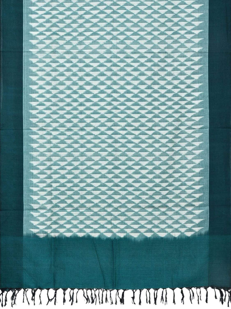 Green Pochampally Ikat Cotton Handloom Dupatta with Small Triangles Design ds1841