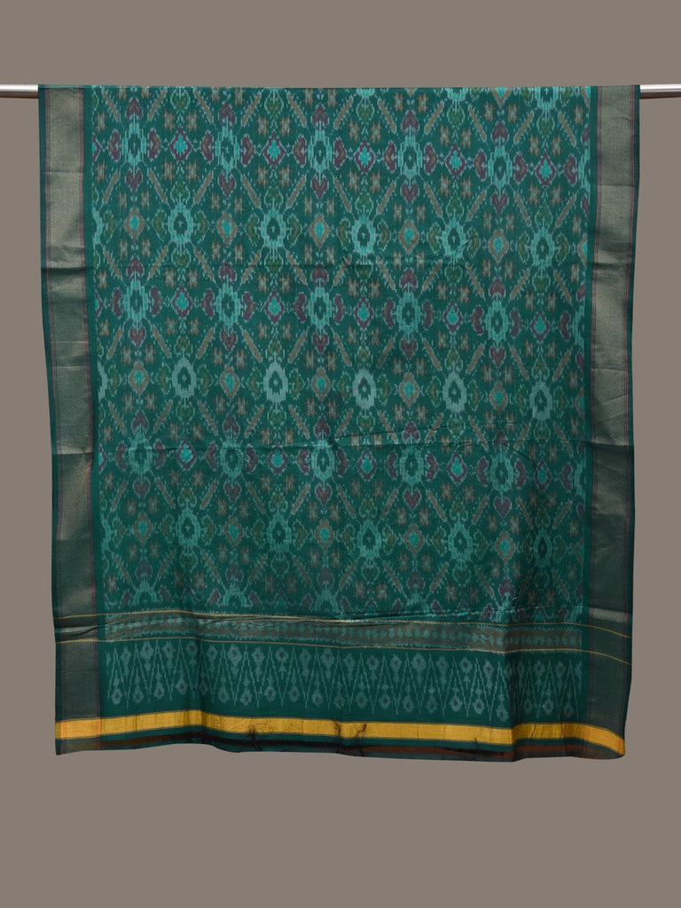 Green Pochampally Ikat Cotton Silk Handloom Dupatta with Grill Design ds2774