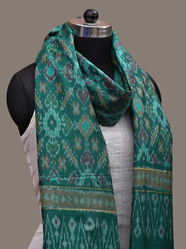 Green Pochampally Ikat Cotton Silk Handloom Dupatta with Grill Design ds2774