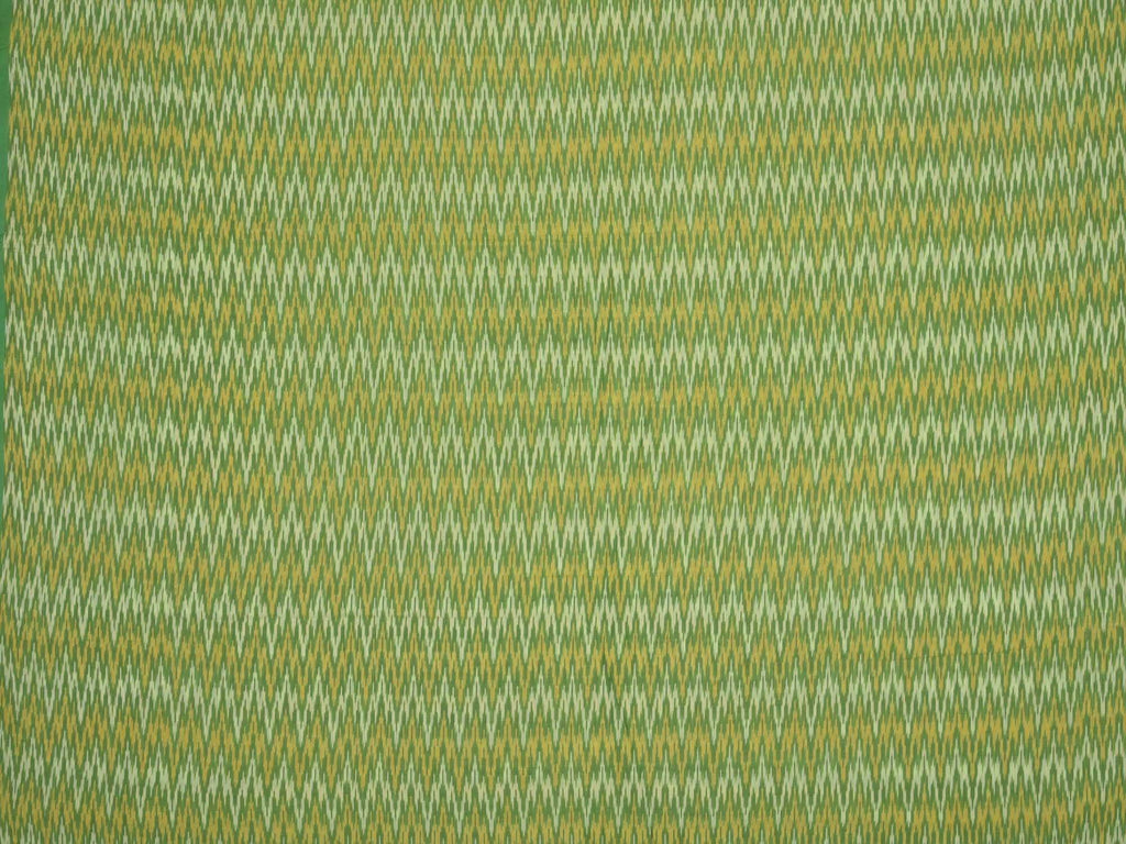 Green Single Ikat Cotton Handloom Fabric With Zig-Zag Design F0052