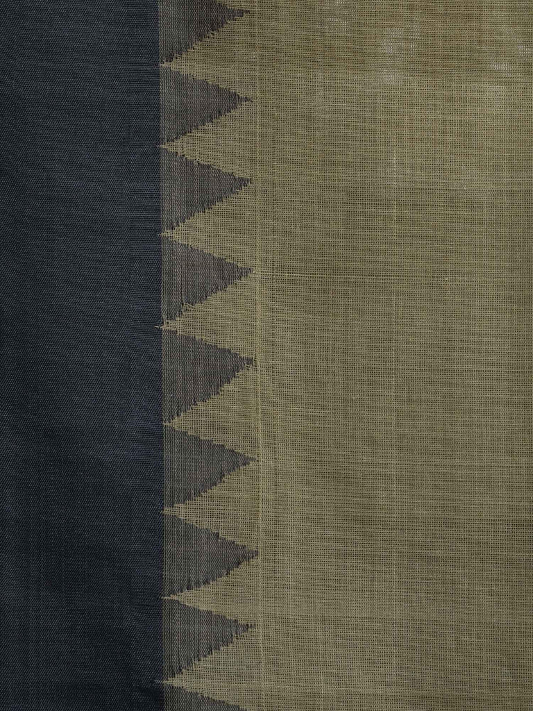 Grey Khadi Cotton Handloom Plain Saree with Temple Border Design kh0388
