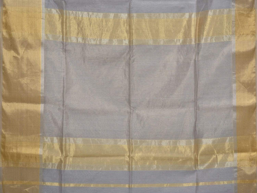Grey Maheshwari Cotton Silk Handloom Saree with One Side Big Border M0080