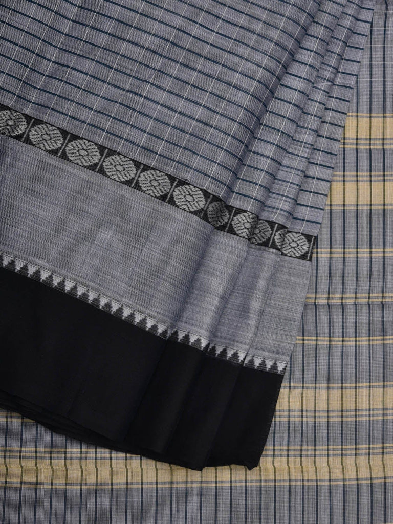 Grey Narayanpet Cotton Handloom Saree with Strips Design No Blouse np0519