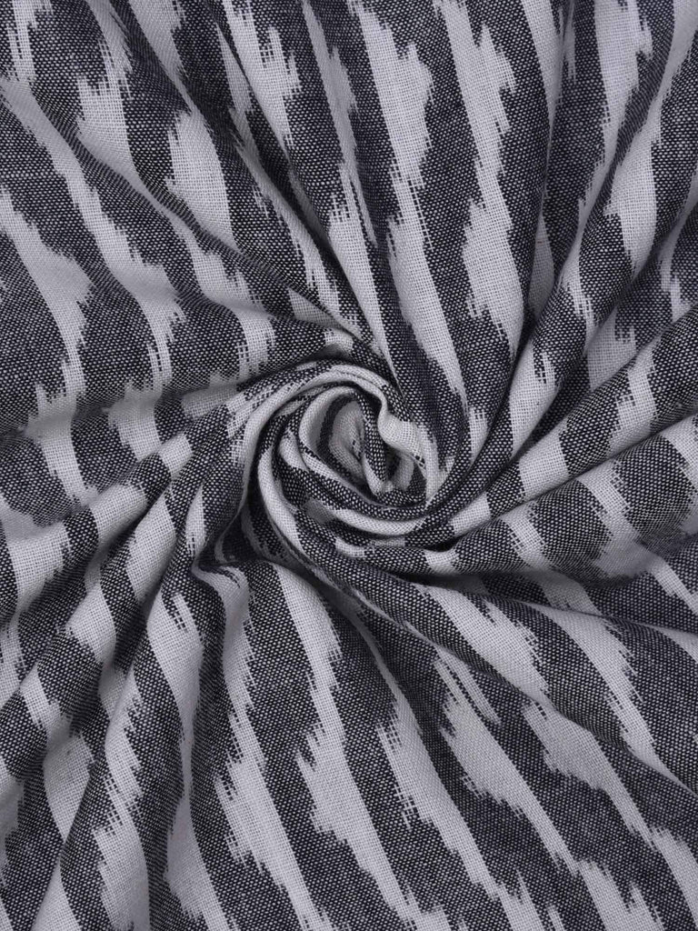 Grey Pochampally Single Ikat Cotton Handloom Fabric With Wave Design F0060