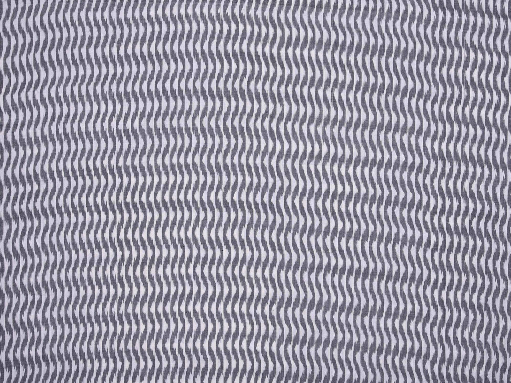 Grey Pochampally Single Ikat Cotton Handloom Fabric With Wave Design F0060