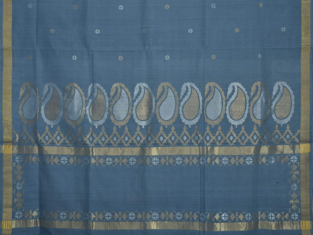 Grey Uppada Cotton Handloom Saree with Mango Pallu Design u1382